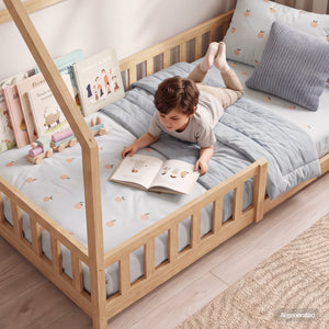 Letto Casetta Hesel per Cameretta con Sponda Stile Montessori in Legno di Pino [en.casa]