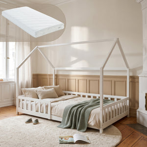 Letto a Casetta Hesel per Cameretta con Materasso [en.casa] 