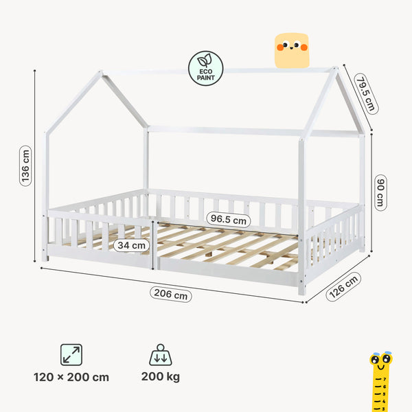 Letto a Casetta Hesel per Cameretta con Materasso [en.casa] 