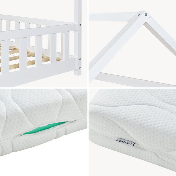 Letto a Casetta Hesel per Cameretta con Materasso [en.casa] 