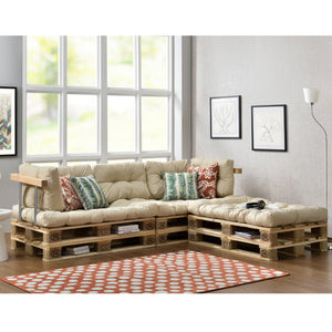 Set di Cuscini per Mobili in Pallet / Bancale EPAL Composti di 3 Cuscini di Seduta e 5 Cuscini Schienali - Impermeabili, Trapuntati, Imbottiti - Vari Colori
