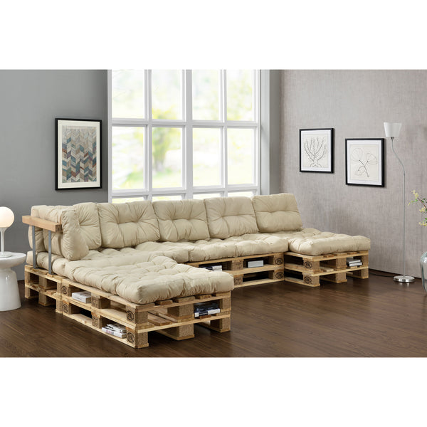 Set di Cuscini per Mobili in Pallet / Bancale EPAL Composti di 4 Cuscini di Seduta e 6 Cuscini Schienali - Impermeabili, Trapuntati, Imbottiti - Vari Colori