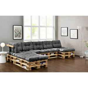 Set di Cuscini per Mobili in Pallet / Bancale EPAL Composti di 4 Cuscini di Seduta e 6 Cuscini Schienali - Impermeabili, Trapuntati, Imbottiti - Vari Colori