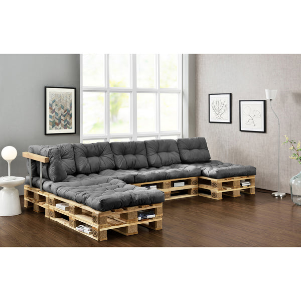 Set di Cuscini per Mobili in Pallet / Bancale EPAL Composti di 4 Cuscini di Seduta e 6 Cuscini Schienali - Impermeabili, Trapuntati, Imbottiti - Vari Colori