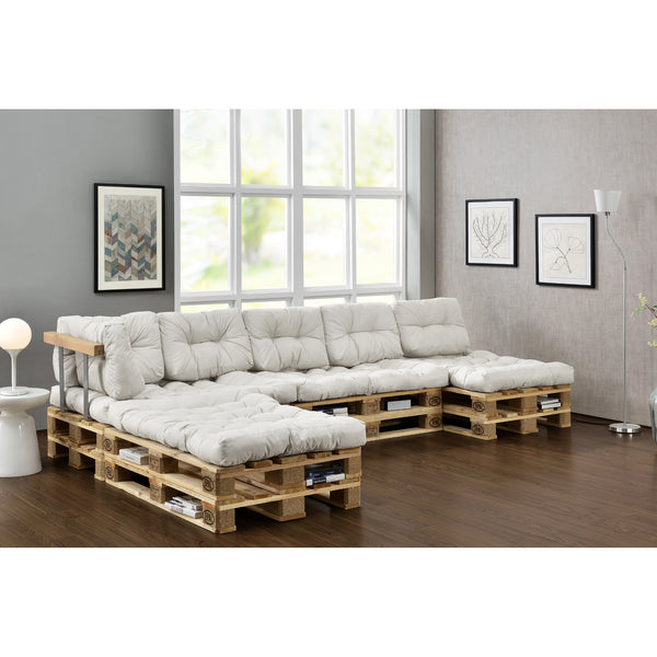 Set di Cuscini per Mobili in Pallet / Bancale EPAL Composti di 4 Cuscini di Seduta e 6 Cuscini Schienali - Impermeabili, Trapuntati, Imbottiti - Vari Colori