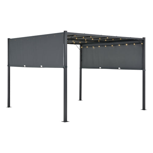 Gazebo da Giardino/Terrazza con Luci a LED Pergolato con Copertura in Tessuto e Struttura in Acciaio - Vari Colori e Misure