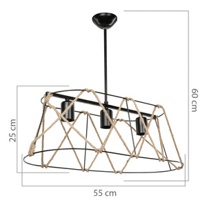 Lampada a sospensione Harrogate Nero / Colore juta in varie dimensioni [lux.pro]