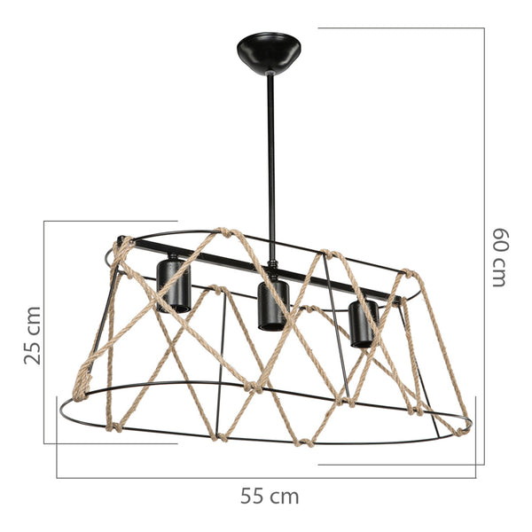 Lampada a sospensione Harrogate Nero / Colore juta in varie dimensioni [lux.pro]