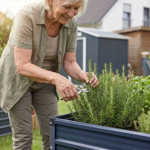 Aiuola Alta da Giardino 'Nijmegen' in Acciaio Fioriera con Divisore - Antracite [en.casa]
