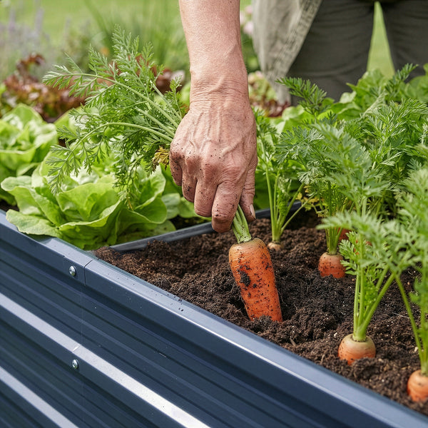 Aiuola Alta da Giardino 'Nijmegen' in Acciaio Fioriera con Divisore - Antracite [en.casa]