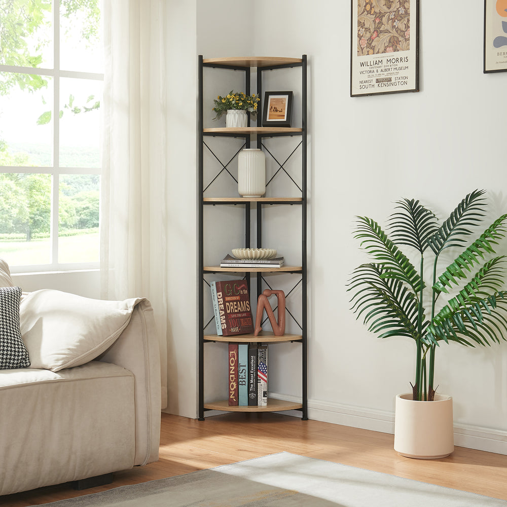 Pflanzregal Ulfborg 6 Ablagen 160x30x30 cm Schwarz/Eicheoptik [en.casa] - premiumXL