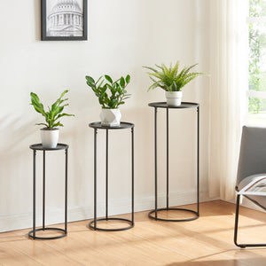 Portapiante Nesodden set da 3 metallo nero [en.casa] - premiumXL