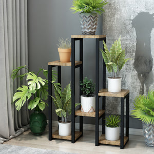 Scaffale per piante Rosenholm con 6 ripiani color legno [en.casa] - premiumXL