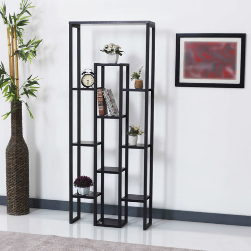 Scaffale per piante Blaavandshuk 150 x 60 x 19 cm Nero / Effetto marmo [en.casa] - premiumXL