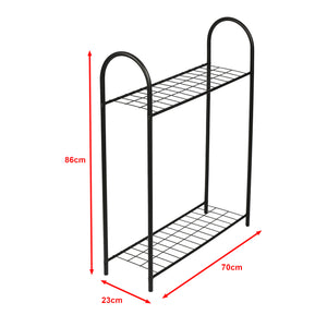 Scaffale Portapiante 'Alkmaar' Mobile Espositore in Metallo Nero con Ripiani Reticolati Portafiori Portavasi - Vari Misure [en.casa] 