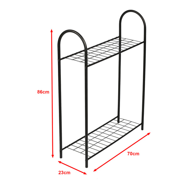 Scaffale Portapiante 'Alkmaar' Mobile Espositore in Metallo Nero con Ripiani Reticolati Portafiori Portavasi - Vari Misure [en.casa] 