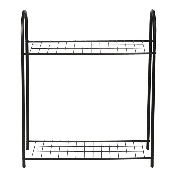 Scaffale Portapiante 'Alkmaar' Mobile Espositore in Metallo Nero con Ripiani Reticolati Portafiori Portavasi - Vari Misure [en.casa] 