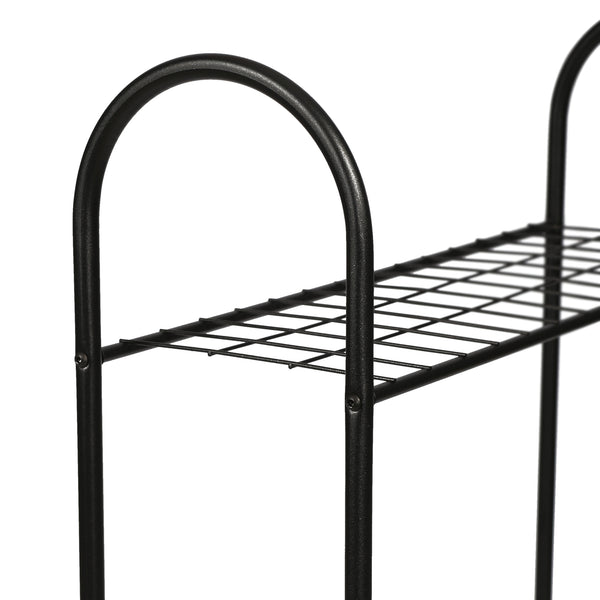 Scaffale Portapiante 'Alkmaar' Mobile Espositore in Metallo Nero con Ripiani Reticolati Portafiori Portavasi - Vari Misure [en.casa] 