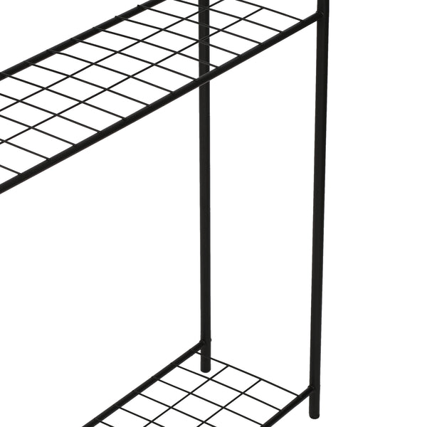 Scaffale Portapiante 'Alkmaar' Mobile Espositore in Metallo Nero con Ripiani Reticolati Portafiori Portavasi - Vari Misure [en.casa] 