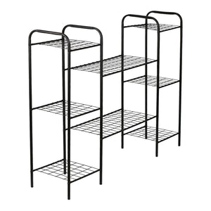Scaffale Portapiante 'Alkmaar' Mobile Espositore in Metallo Nero con Ripiani Reticolati Portafiori Portavasi - Vari Misure [en.casa] 