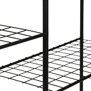 Scaffale Portapiante 'Alkmaar' Mobile Espositore in Metallo Nero con Ripiani Reticolati Portafiori Portavasi - Vari Misure [en.casa] 