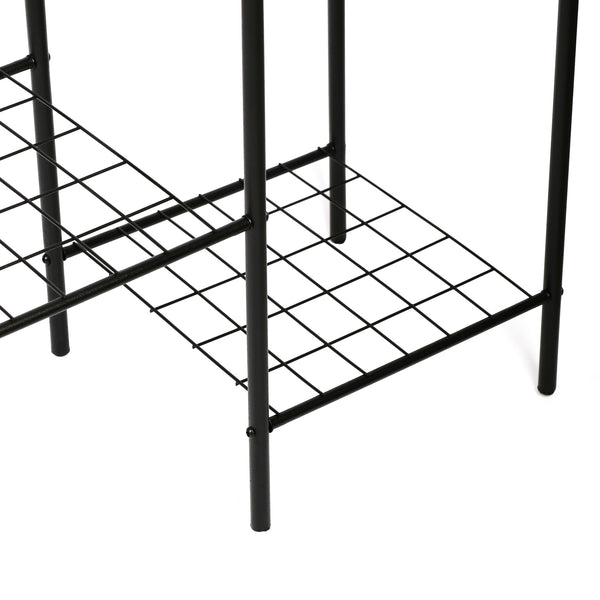 Scaffale Portapiante 'Alkmaar' Mobile Espositore in Metallo Nero con Ripiani Reticolati Portafiori Portavasi - Vari Misure [en.casa] 