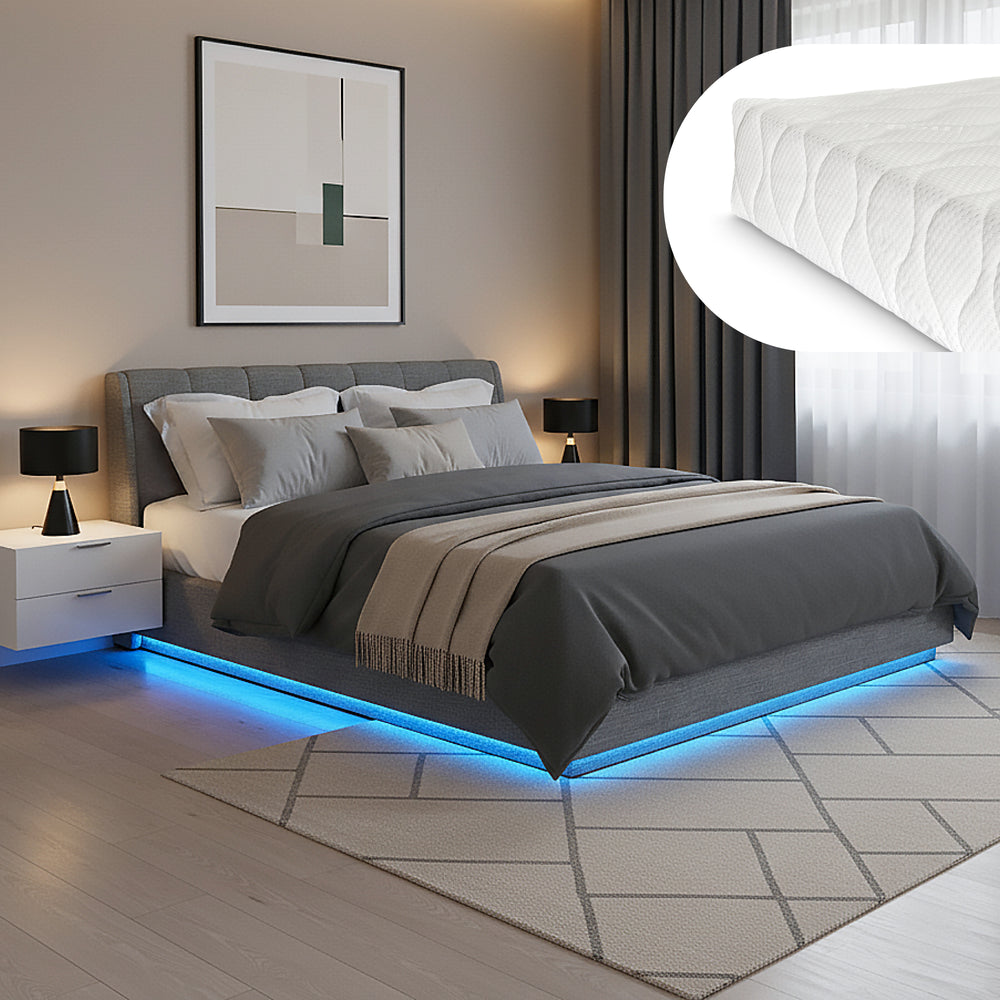 Letto imbottito LED Tröstiar con materasso [en.casa]