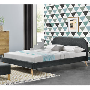 Struttura Letto Imbottito con Testiera 140/160/180 x 200 cm Letto Matrimoniale con Rivestimento in Tessuto / Similpelle - Vari Colori