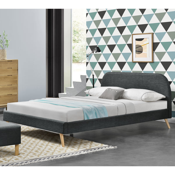 Struttura Letto Imbottito con Testiera 140/160/180 x 200 cm Letto Matrimoniale con Rivestimento in Tessuto / Similpelle - Vari Colori