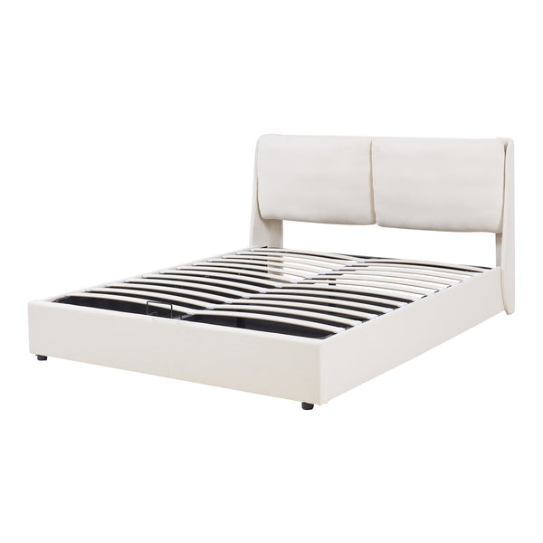 Letto imbottito Lunner con contenitore per il letto [en.casa]