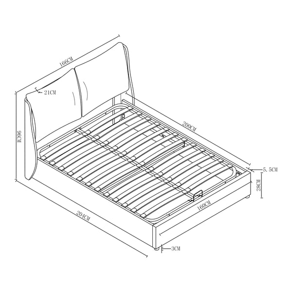 Letto imbottito Lunner con contenitore per il letto [en.casa]