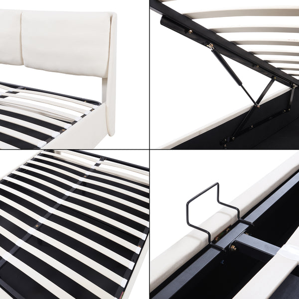 Letto imbottito Lunner con contenitore per il letto [en.casa]