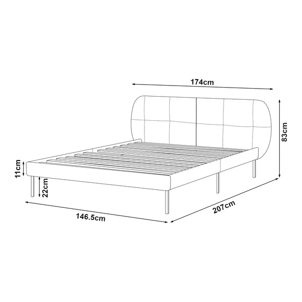 Letto imbottito Porvoo con materasso [en.casa]