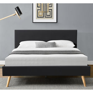 Struttura Letto Imbottito con Testiera Alta 140/160/180 x 200 cm Letto Matrimoniale con Rivestimento in Similpelle/Tessuto - Vari colori 