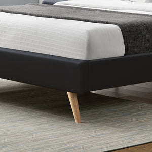 Struttura Letto Imbottito con Testiera Alta 140/160/180 x 200 cm Letto Matrimoniale con Rivestimento in Similpelle/Tessuto - Vari colori 