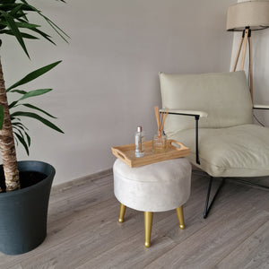 Sgabello Basso Laholm Pouf Rotondo Ø40 cm Effetto Velluto - Vari Colori [en.casa] 