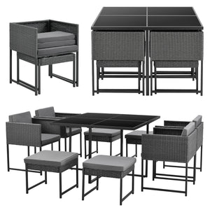 Set di mobili da giardino in polyrattan Tarragona per 8 persone in vari colori en.casa
