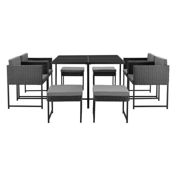 Set di mobili da giardino in polyrattan Tarragona per 8 persone in vari colori en.casa