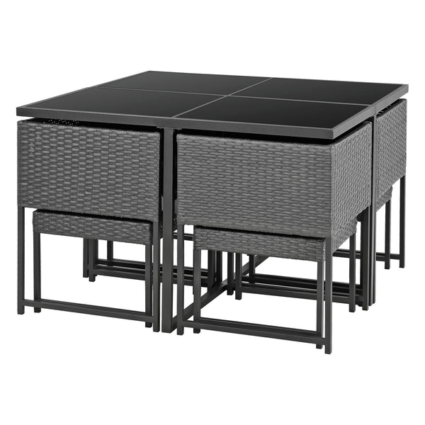 Set di mobili da giardino in polyrattan Tarragona per 8 persone in vari colori en.casa