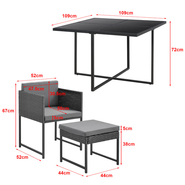 Set di mobili da giardino in polyrattan Tarragona per 8 persone in vari colori en.casa