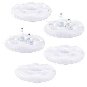 Set di 5 Portabevande Galleggiante per Piscina Supporto Gonfiabile per Drink Ø60 cm Bianco casa.pro