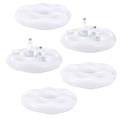 Set di 5 Portabevande Galleggiante per Piscina Supporto Gonfiabile per Drink Ø60 cm Bianco casa.pro