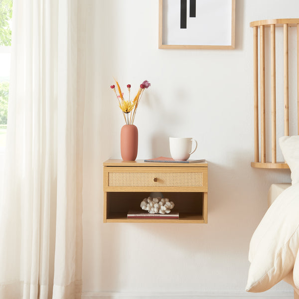 Comodino da Parete Eiker con Cassetto e Scomparto 40x32x23 cm [en.casa]