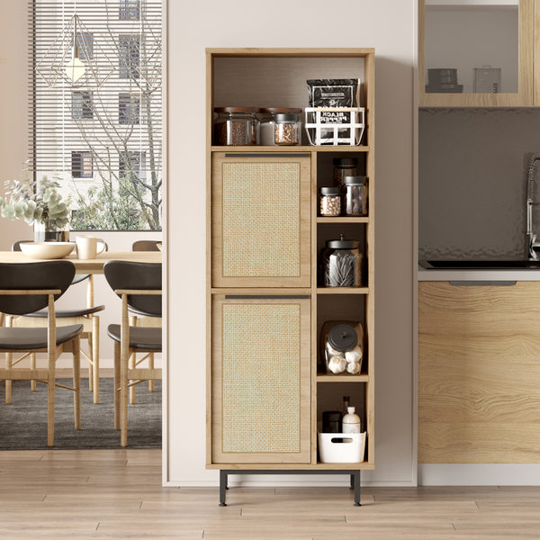 Armadio Kvænangen Mobile Contenitore - Effetto Rovere / Rattan [en.casa]