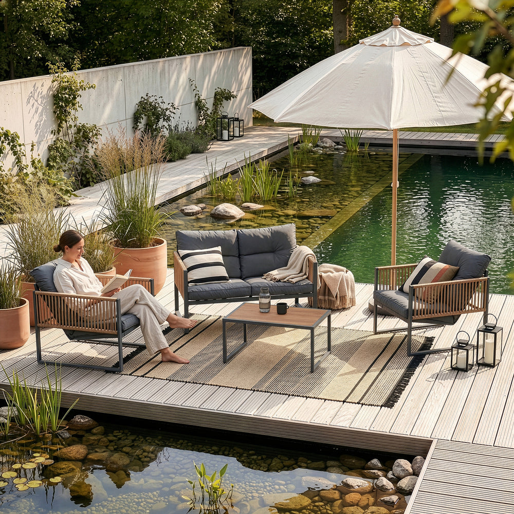 Set Salottino da Giardino Karg di 4 Mobili Tavolino Divano e 2 Poltrone casa.pro