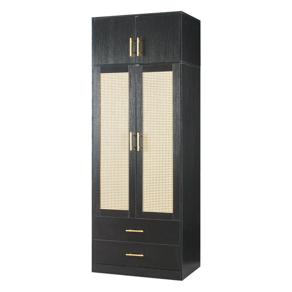 Armadio da Guardaroba Larundi con 4 Ante e 2 Cassetti 216 x 80 x 52 cm [en.casa]