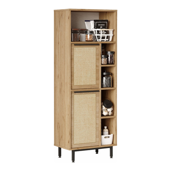 Armadio Kvænangen Mobile Contenitore - Effetto Rovere / Rattan [en.casa]