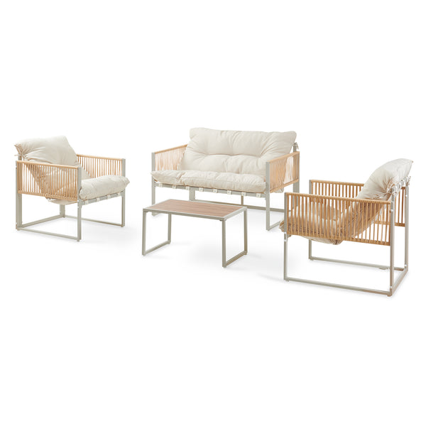 Set Salottino da Giardino Karg di 4 Mobili Tavolino Divano e 2 Poltrone casa.pro
