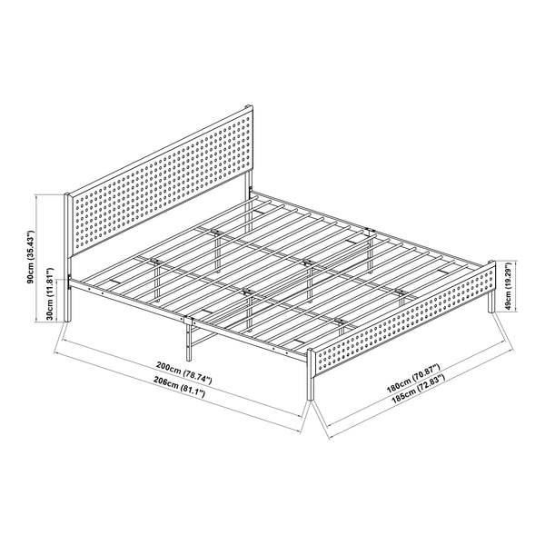 Letto in metallo Linköping con testiera rettangolare [en.casa]