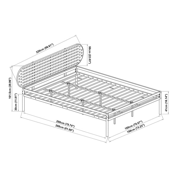 Letto in metallo Linköping con testiera ovale [en.casa]